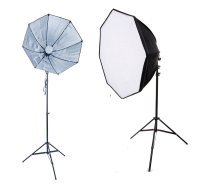 28in Octo 2 Softbox Kit- 2 60W LEDs, 2 6 ft Stands, Bag