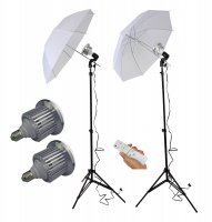 36in 2 Umbrella Kit- 2 85W LEDs- 2-Socket Sets, 2 6 ft Stands