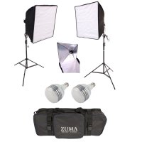20in Square 2 Softbox Kit- 2 60W LEDs w/Bag, 6 ft Stands