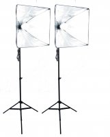 20in Square 2 Softbox Kit- 2 60W LEDs w/Bag, 6 ft Stands