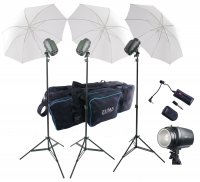 3 Flash Kit, Inc. 3 X150 Lights 3 Stands, 3 36" Umbrella, 1-WFT*